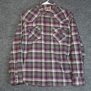 Converse One Star Plaid‎ Flannel Western Shirt Womens Medium Purple Gray